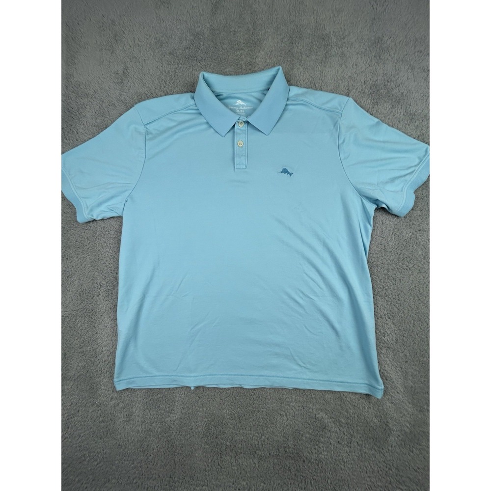 Tommy Bahama Performance Polo Shirt Mens Large Blue Short Sleeve Stretch Golfing